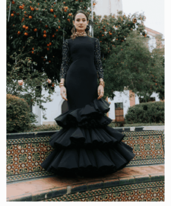 Flamenca  FERNANDO Negro Bordado Mangas