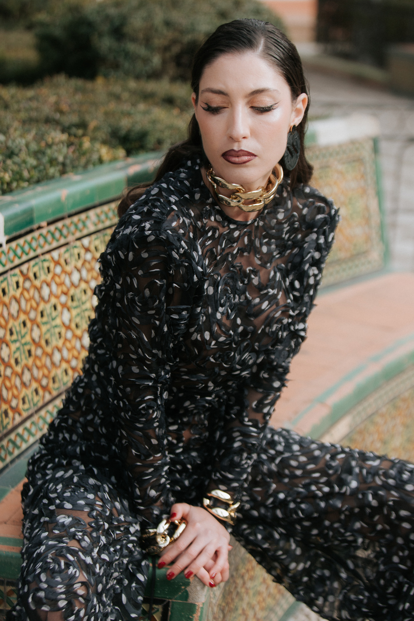 Blusa encaje lunares