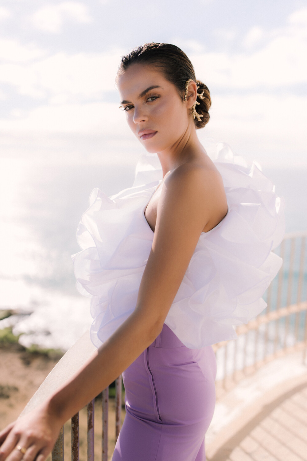 Alternative view of Blusa tafetán volantes