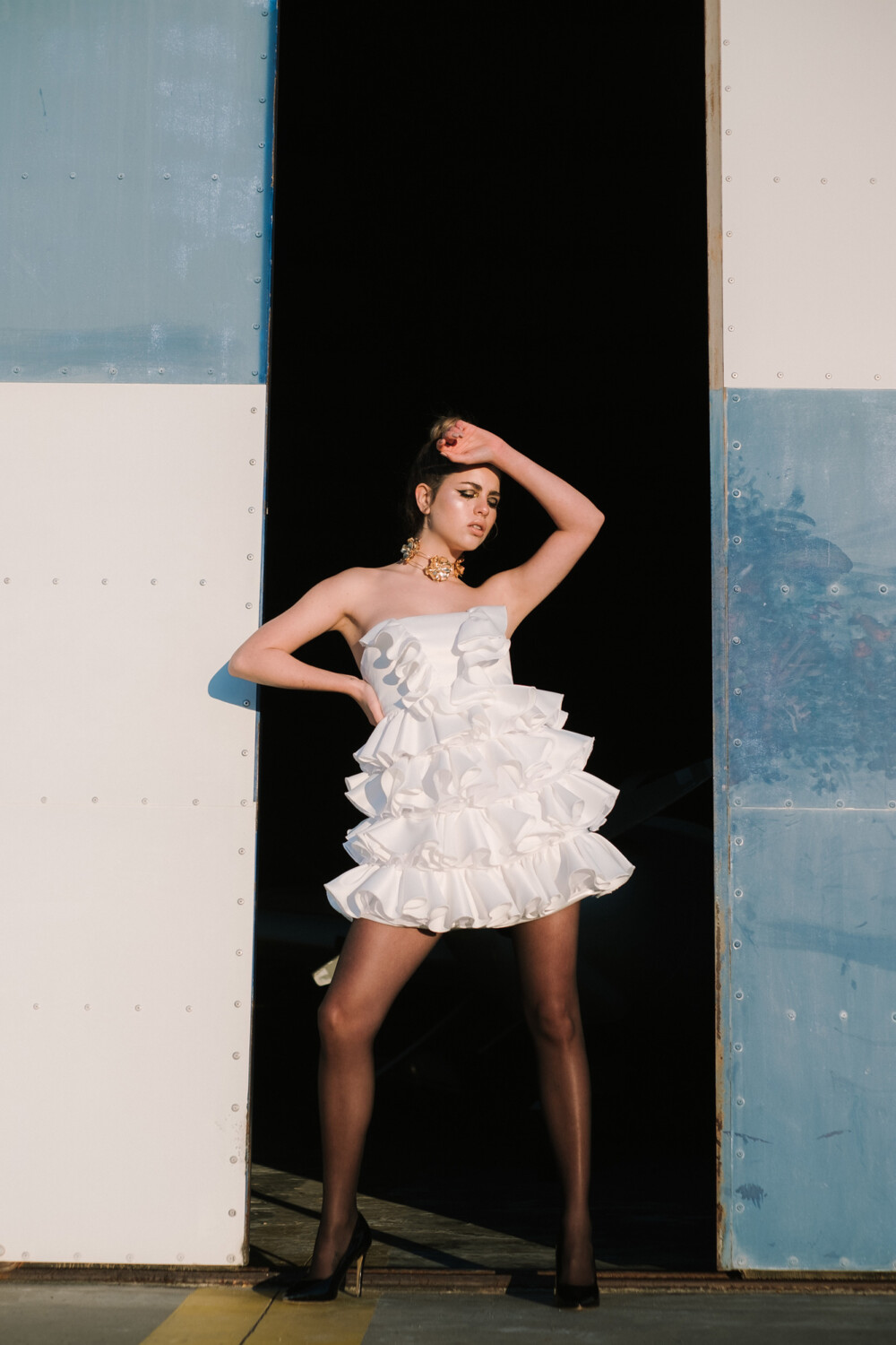 Alternative view of Mini vestido multivolante