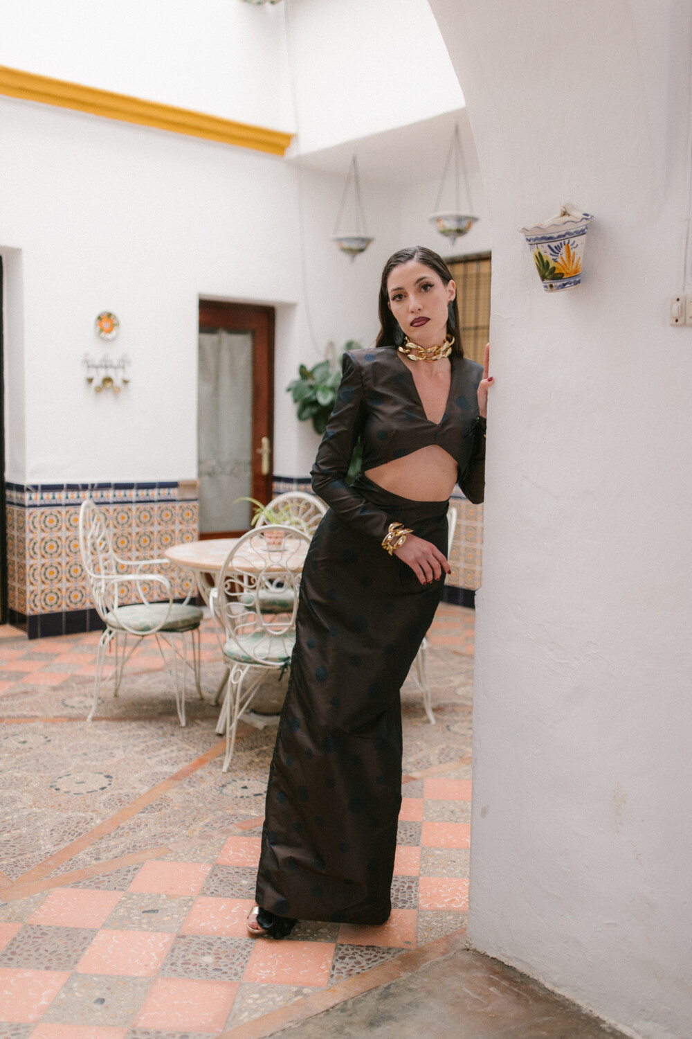 Alternative view of Vestido largo lunares