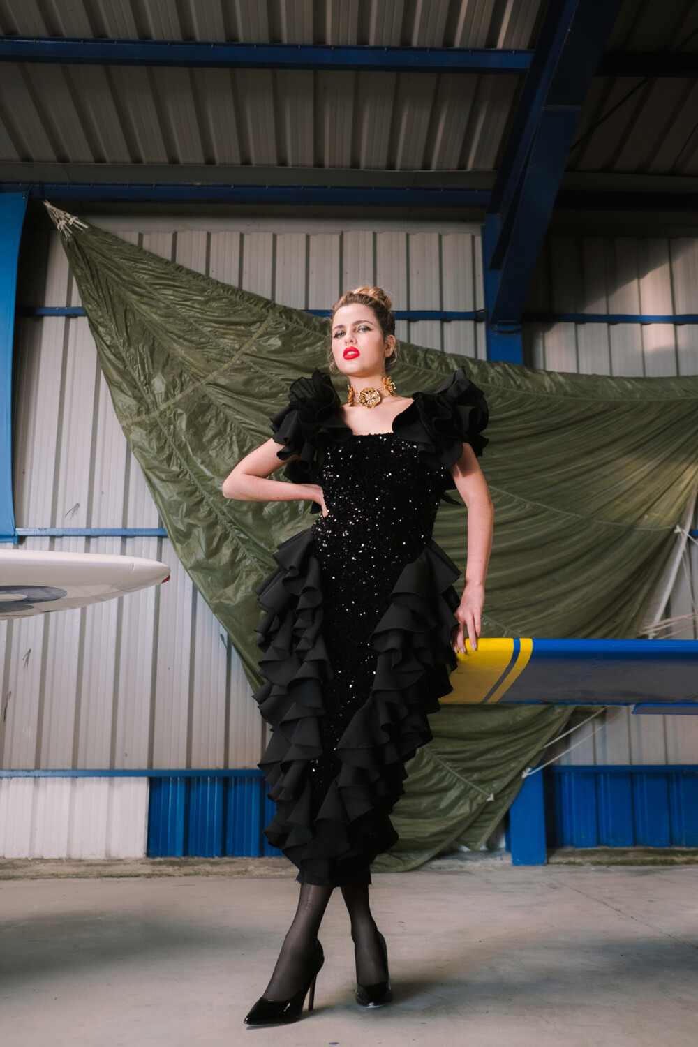 Alternative view of Vestido midi lentejuela y volantes